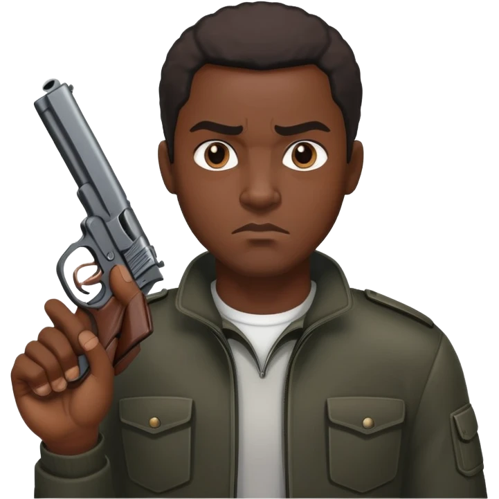 Black man with gun emoji