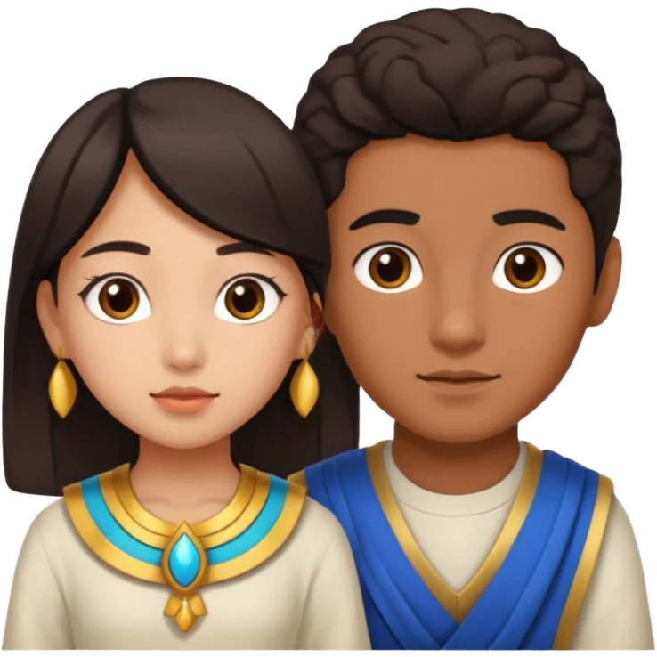 A Mexican Egyptian boy and a Korean girl emoji