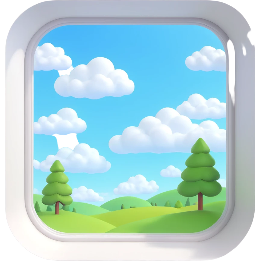 a big window with a idyllic scenery skylight and clouds visible emoji