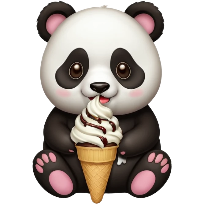 Panda eating ice cream emoji