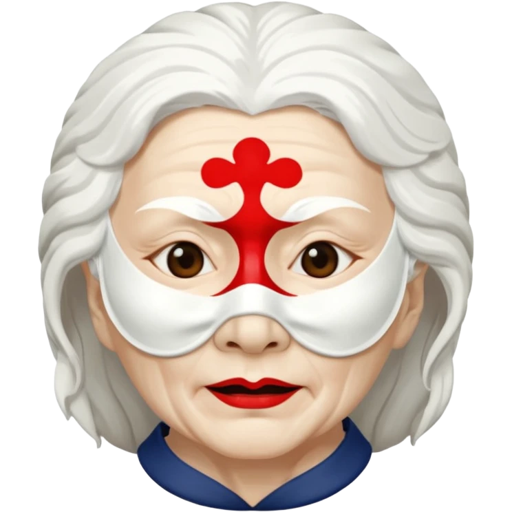 japanese culture white mask old woman with white hair and wrinkles emoji