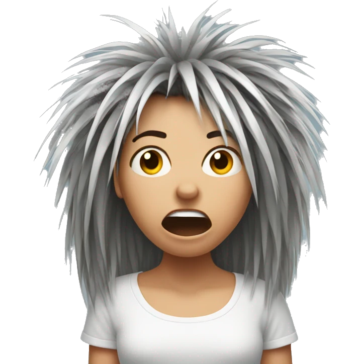 Porcupine woman looking shocked static hair emoji