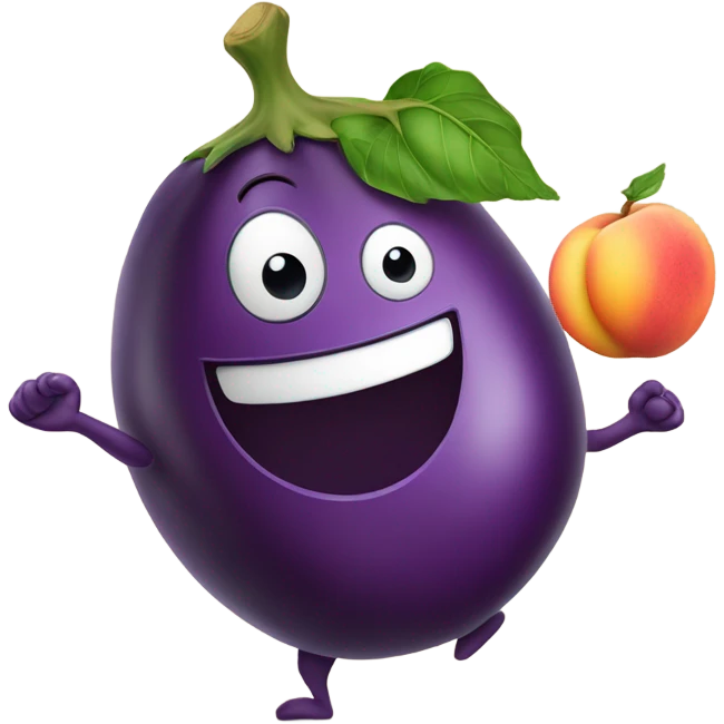 Eggplant and peach dancing emoji