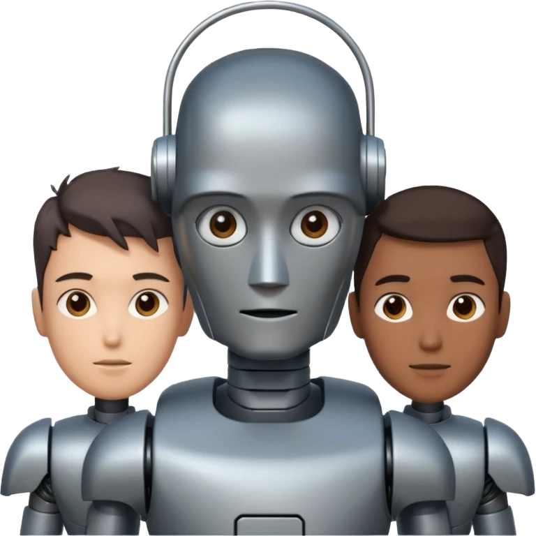 회색철로봇같은 사람 3명인데 얼굴이 종인 emoji