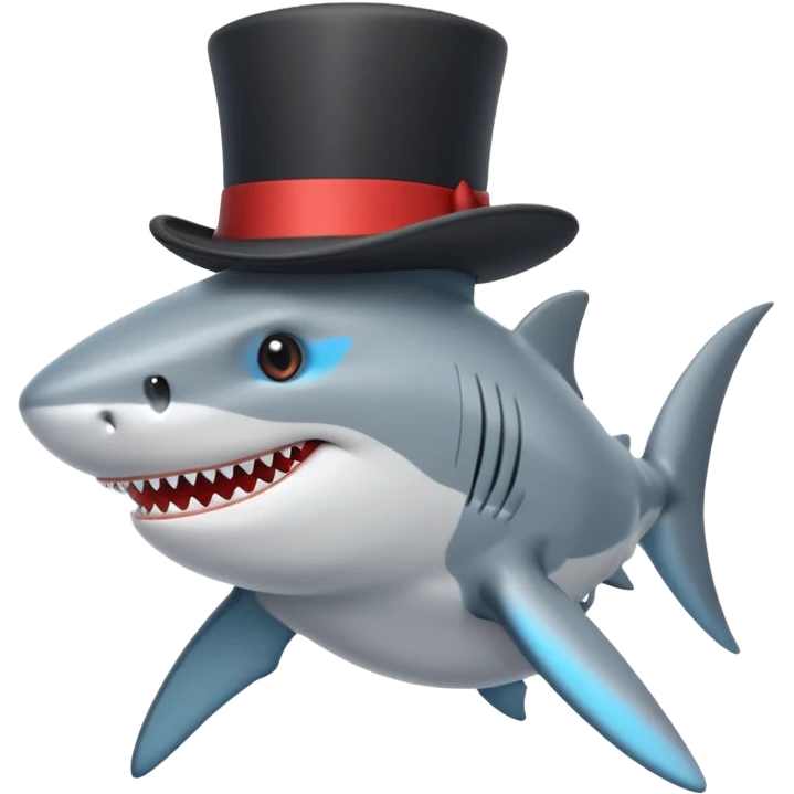 Shark with a top hat emoji
