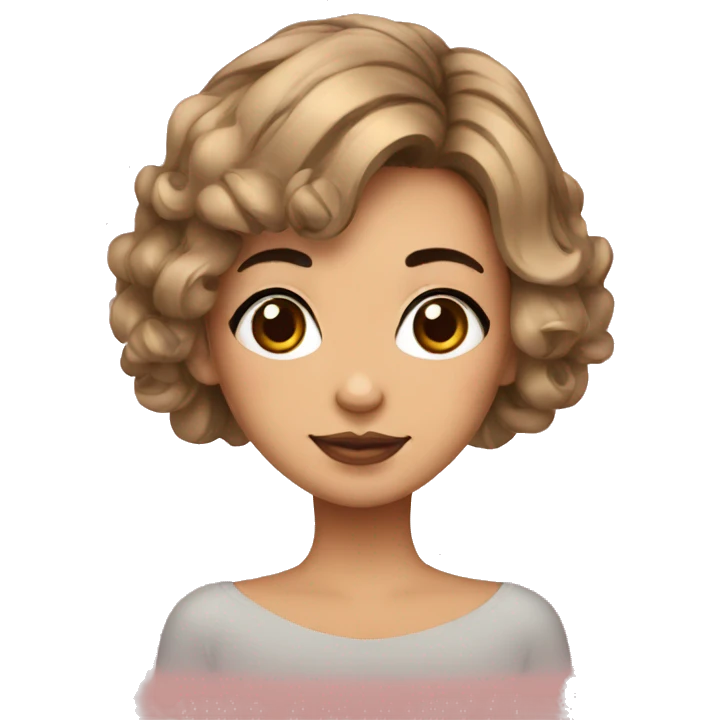 Mulher de cabelo curto com um pug emoji