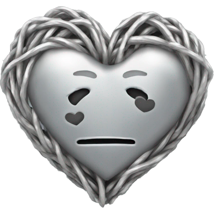 forma de corazon hecha por un alambre de púas plateado emoji