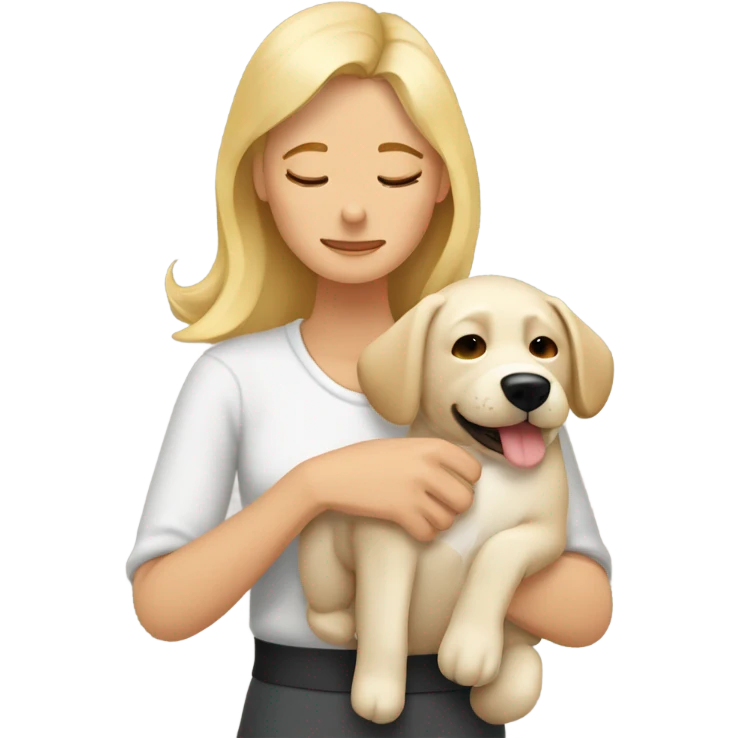 Mujer rubia durmiendo con perrito maltés emoji