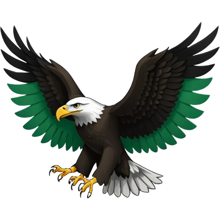 A flag I. This design 🇧🇫 is half green and half white from the bottom and an eagle with its sign spread in the middle and the eagle should be a full black silhouette. emoji
