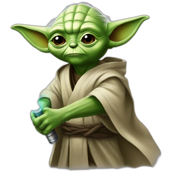 Yoda with lighsaber emoji