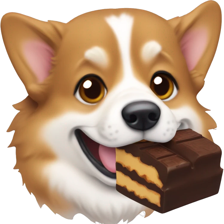 corgi eating chocolate emoji