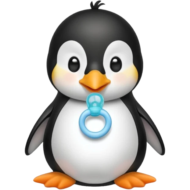 penguin wearing a diaper and sucking on a pacifier, apple style emoji, simple and cute emoji