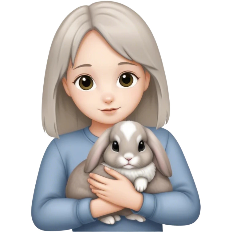 Me holding a grey holland lop bunny emoji