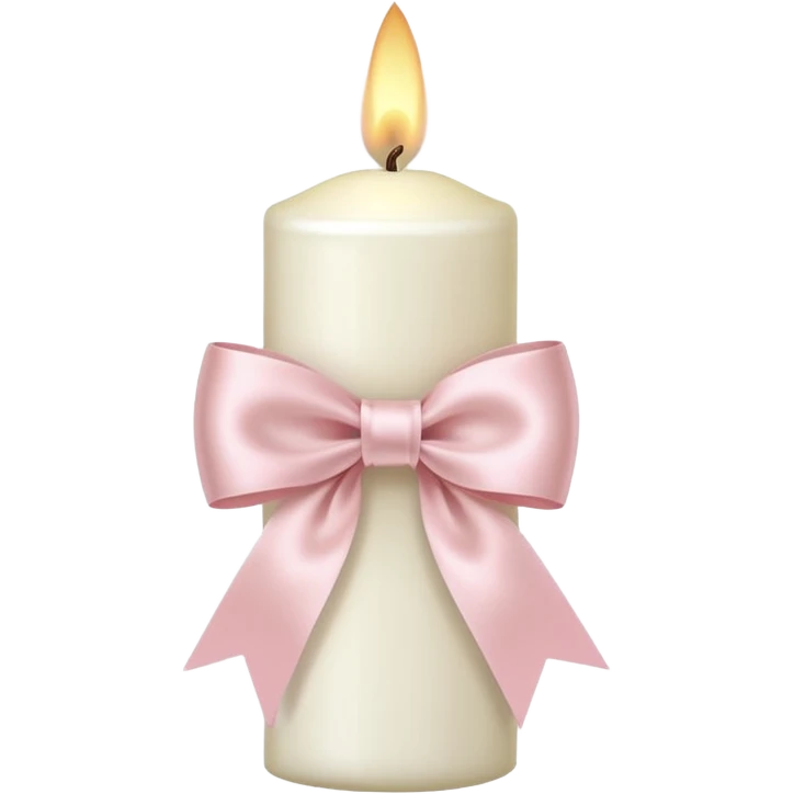 make a white candle with a light pink ribbon bow emoji