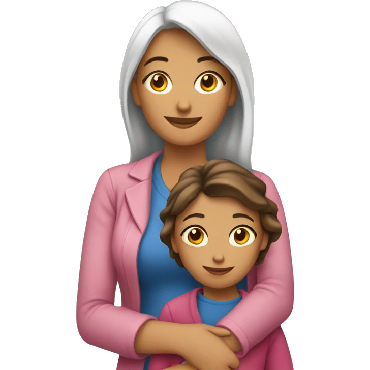 abrazo mama  e hija adolescente banca emoji