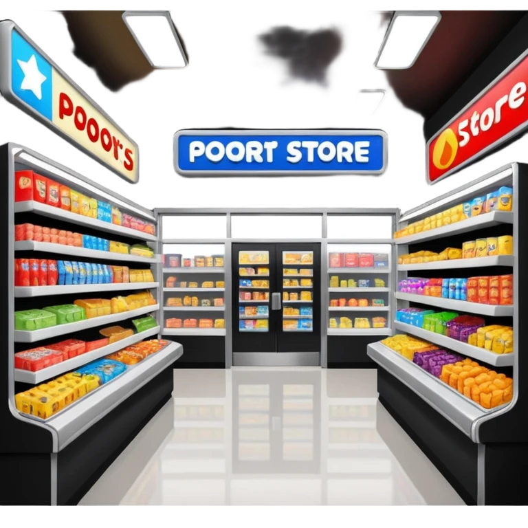 Convenience store named poor store and more emoji