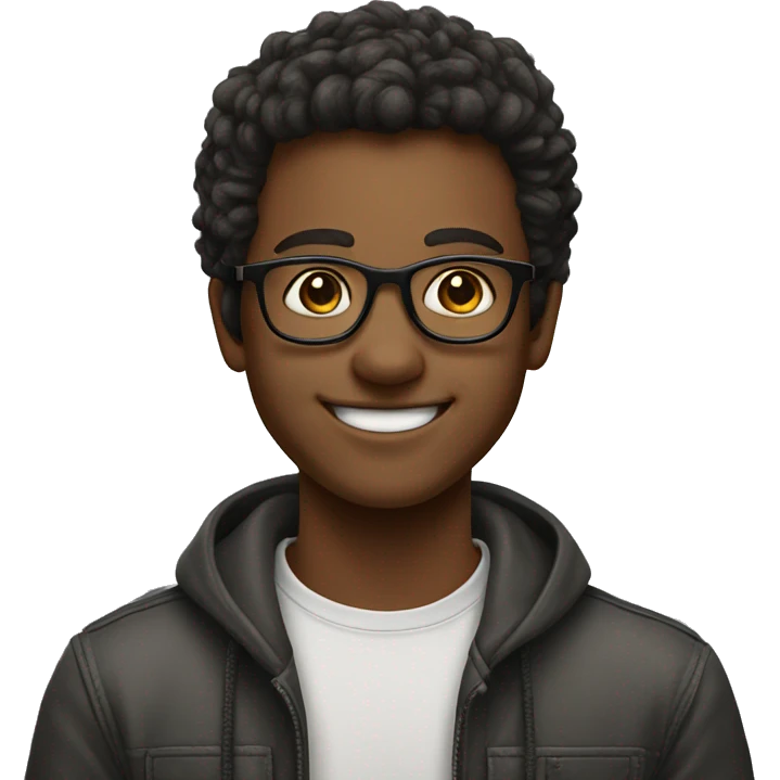 grinning young man wearing glasses portrait emoji