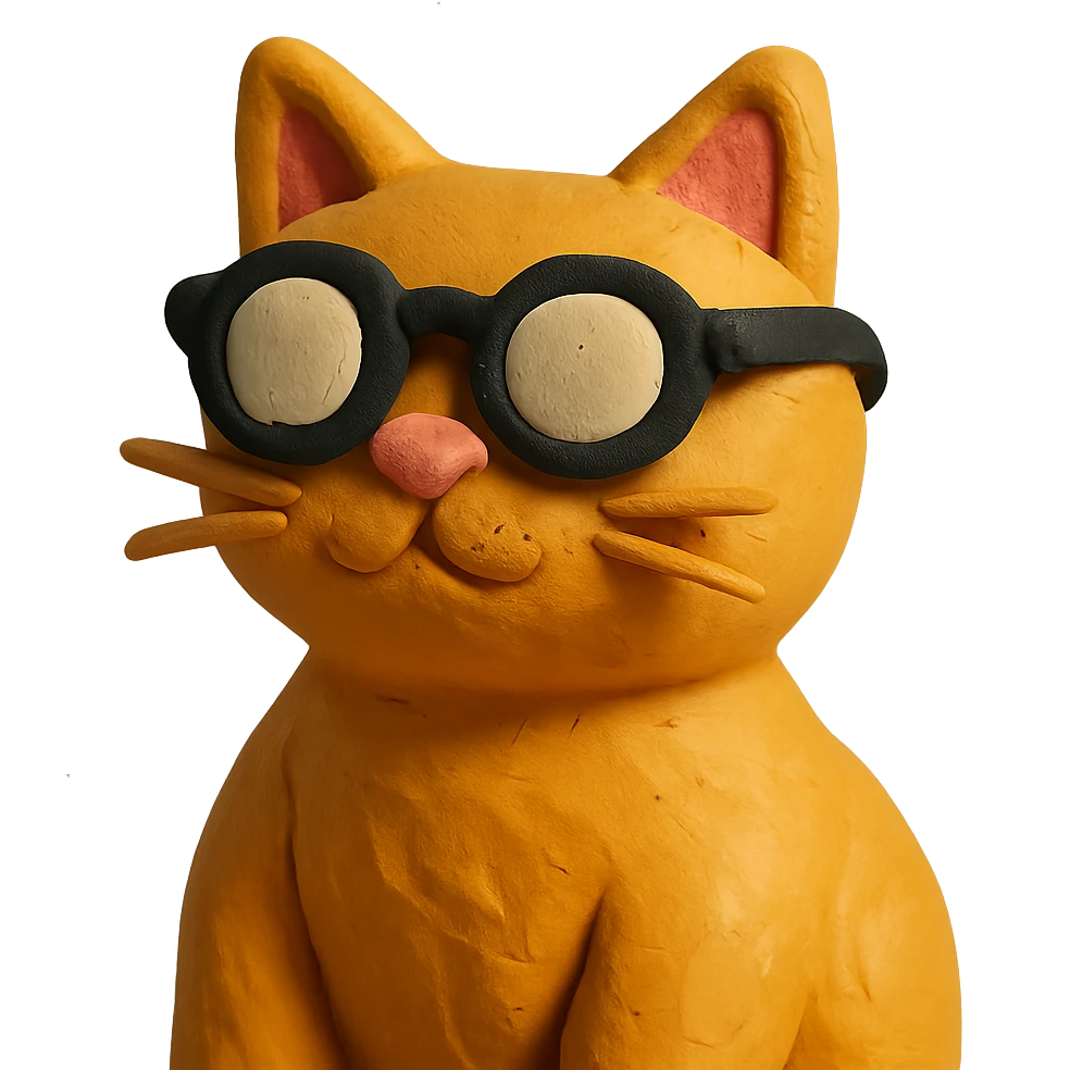 claymation style cat wearing sunglasses emoji