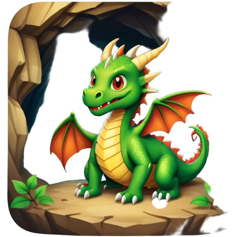 Cave with dragon emoji