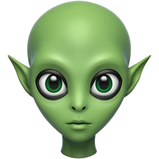 alien green, black eye full ,  emoji