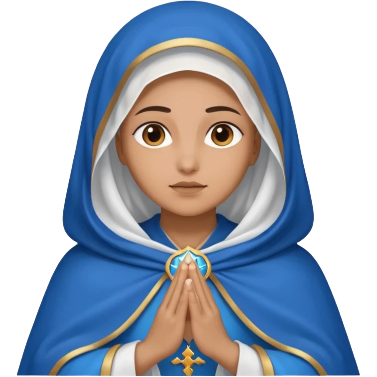 Nossa senhora das graças com AURA, manto azul e vel branco, com mãos postas emoji