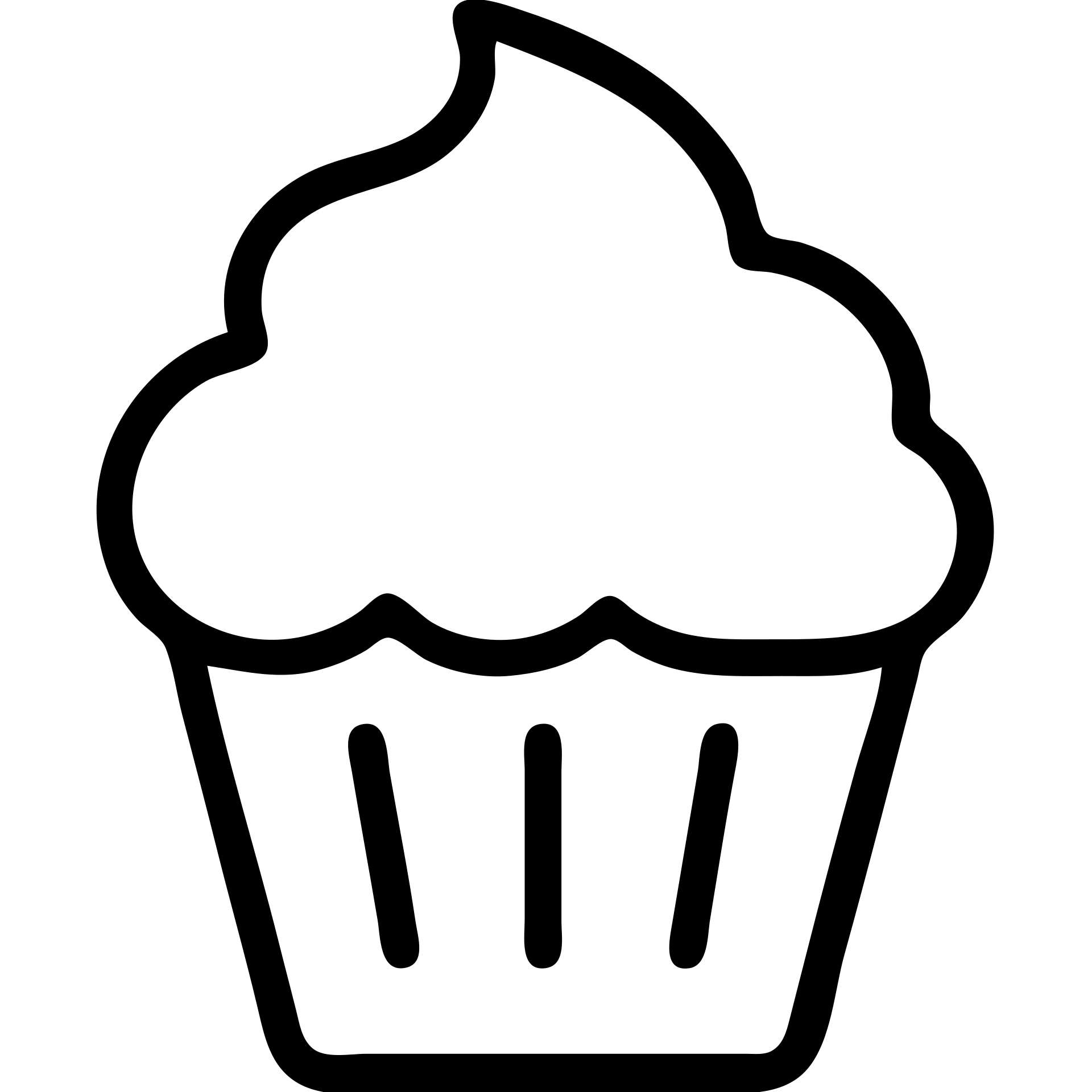 cupcake with pink icing outlined icon emoji
