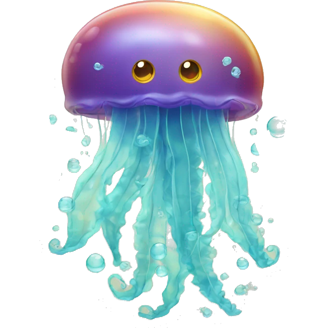 jellyfish with bubbles and a fish emoji