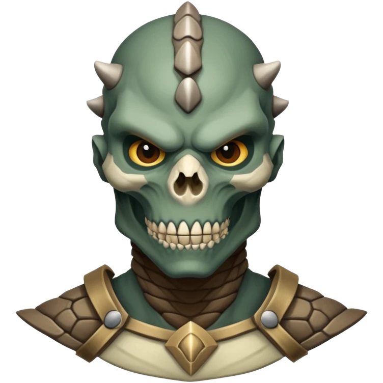 The face of a monstrous, reptilian human fighter with protruding skull and gray-brown skin emoji