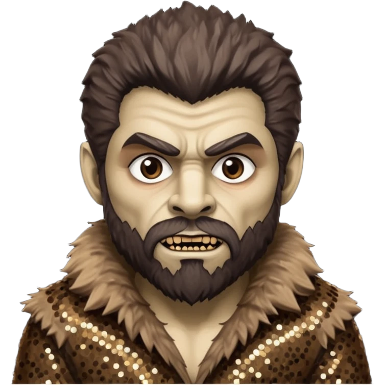 The Wolfman from Universal Monsters with brown fur, dark brown sequin outfit  emoji