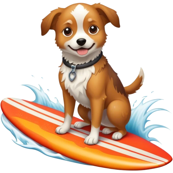 Dog surfing in a vulcano emoji