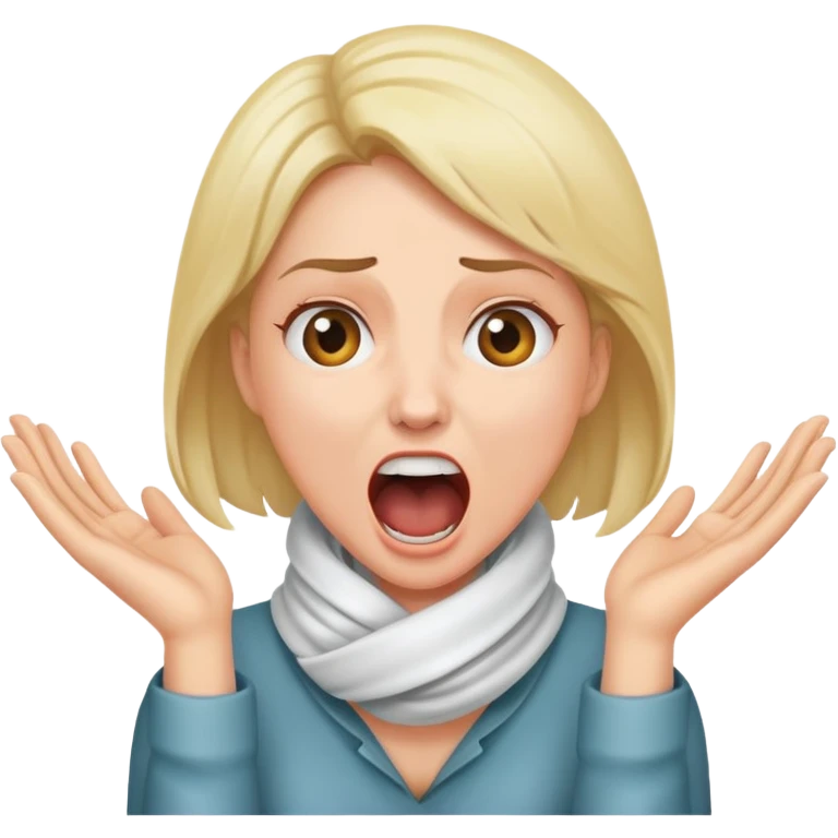 woman with hands wrapped around her neck screaming  emoji
