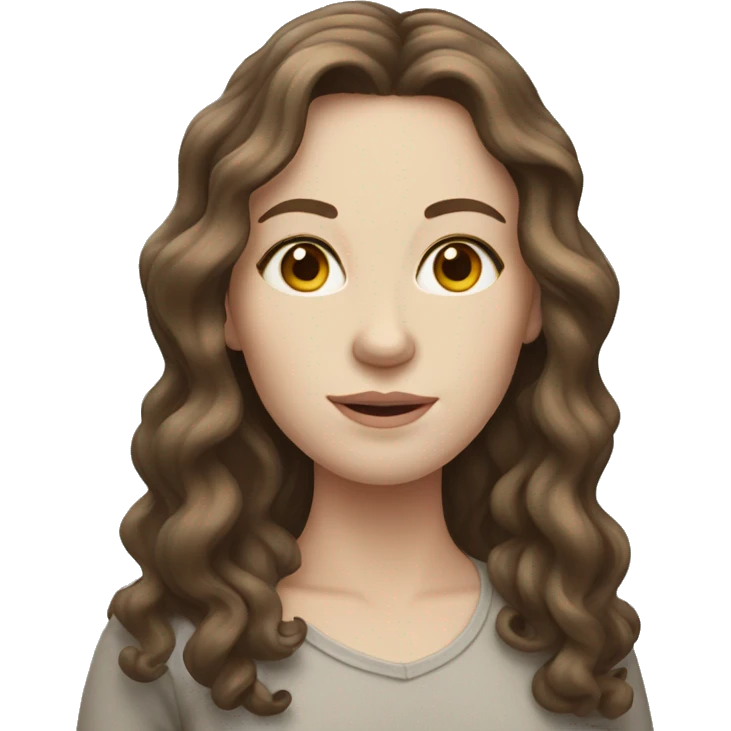 Woman with pale skin and long curly brown hair  emoji