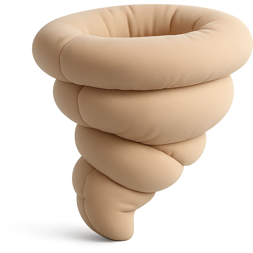 cushion style tornado, plush and rounded, soft edges emoji