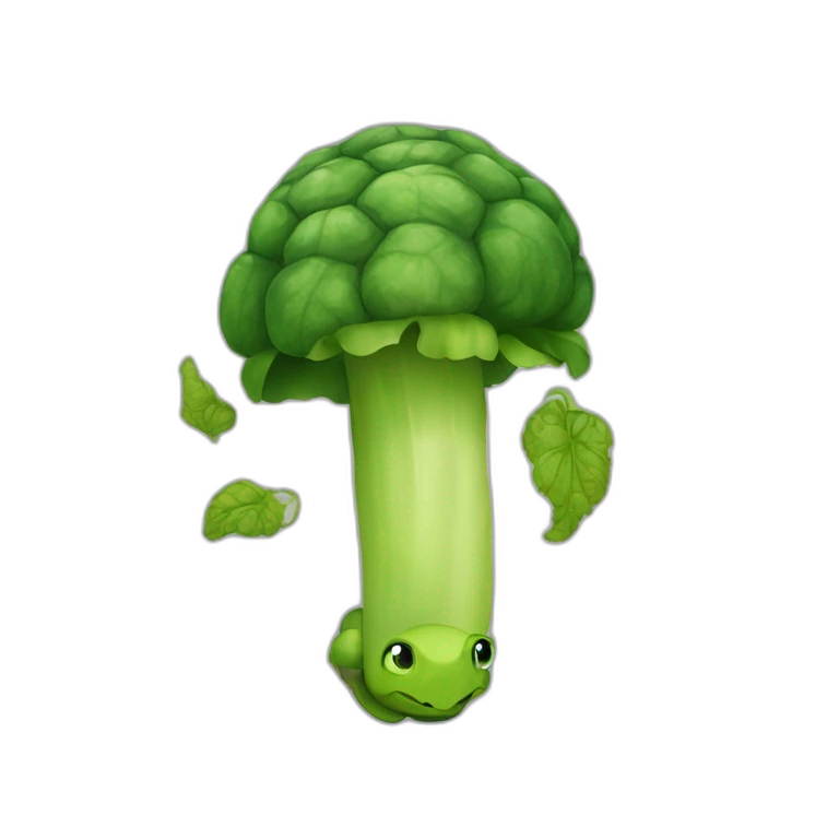 Tortue qui mange un brocolis emoji