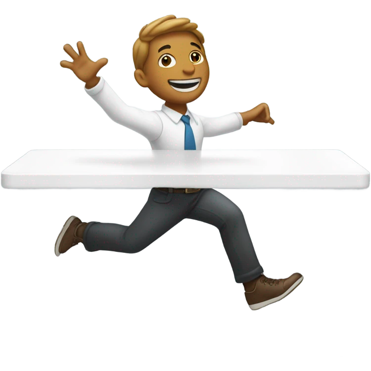 Me jumping into a white table emoji