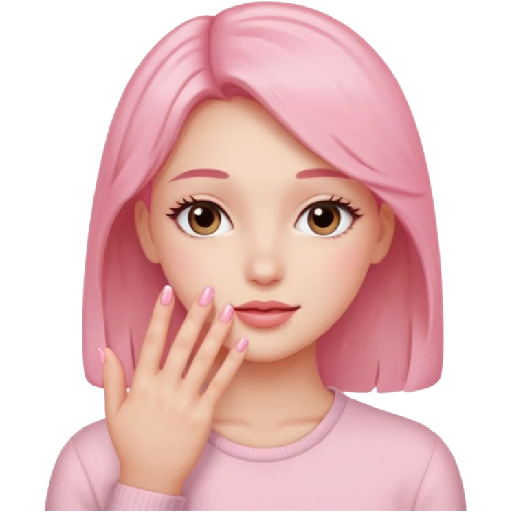 blushing with fingers emoji