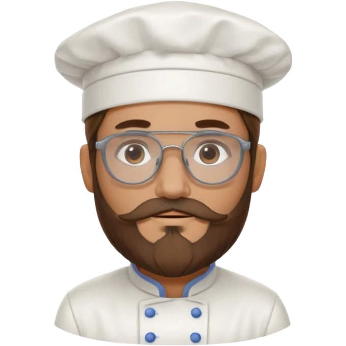 Foggy glasses Pastry chef whith long brown hair and beard emoji