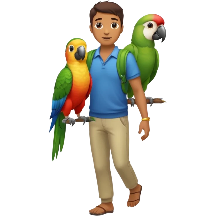 Walker + parrot on shoulder, Pet Walkers, Full body with walk pose emoji