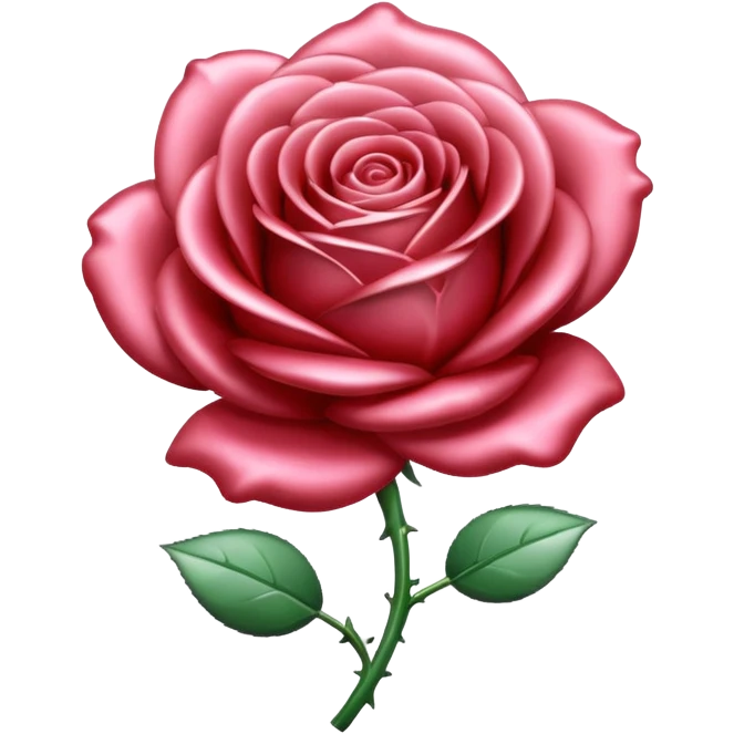 A rose emoji made of liquid silver metal minimalistic iOS emoji style, centered, emoji