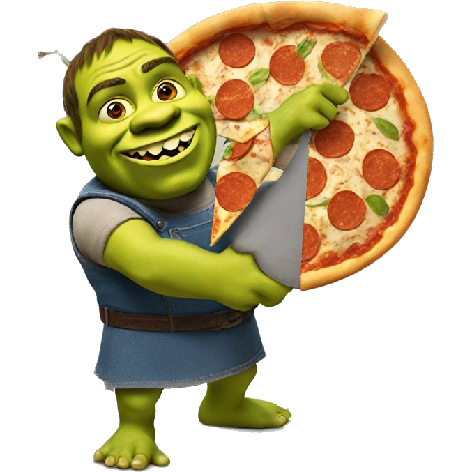 Shrek che mangia una pizza emoji