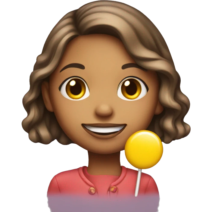 Smiley of a girl who is holding a lollipop by the cheek emoji