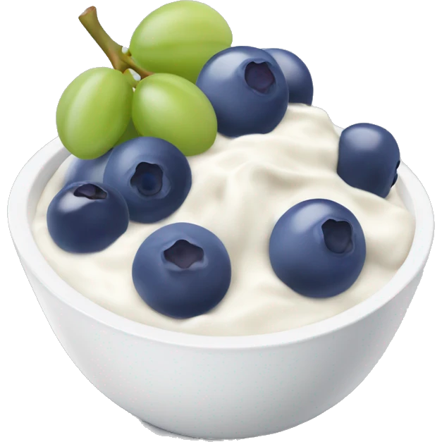 yoghurt bowl with grapes and blueberries emoji