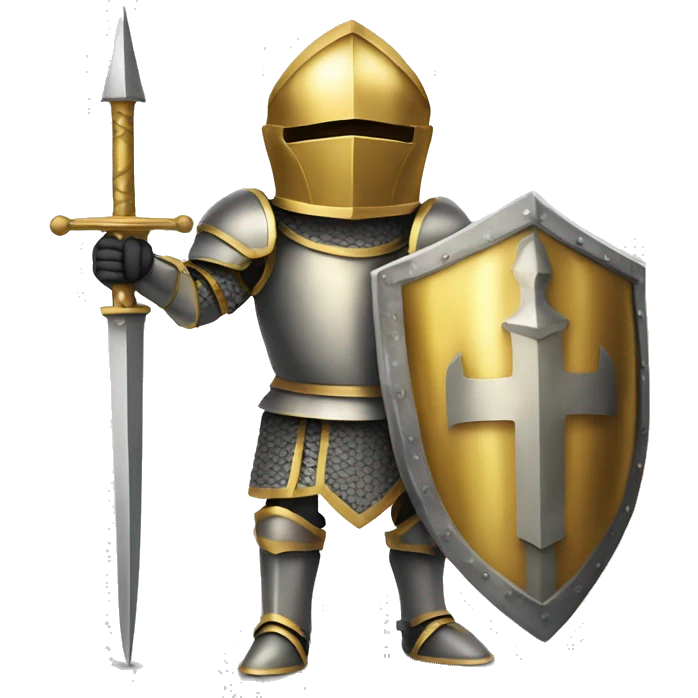 Gold armour knight holding big banner emoji
