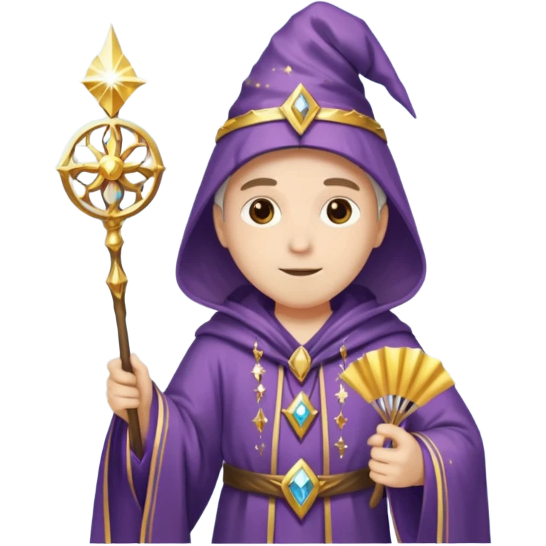 fan with sparkles and a wizard robe emoji