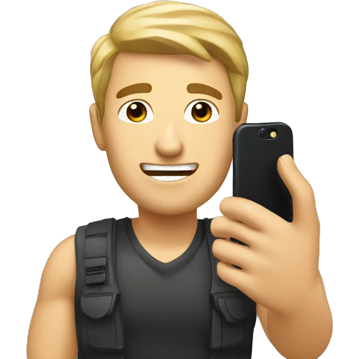 a caucasian taking a selfie with his phone emoji