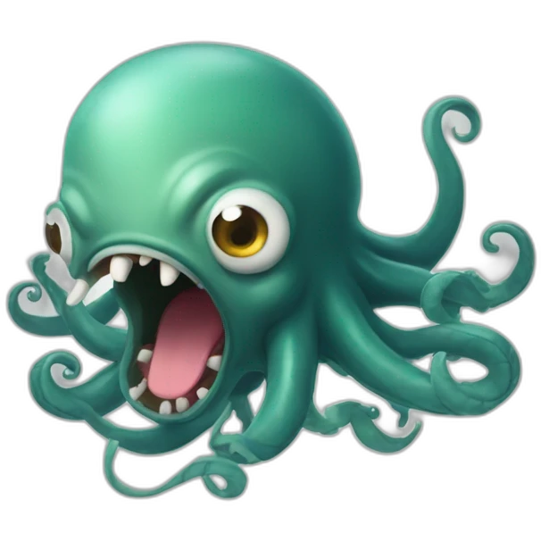 Cute kraken feared with open mouth emoji