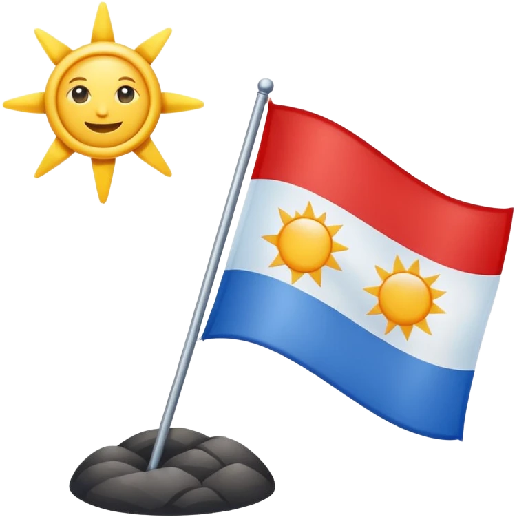 A blue , white and red flag With a sun on it and a ⚖️ emoji