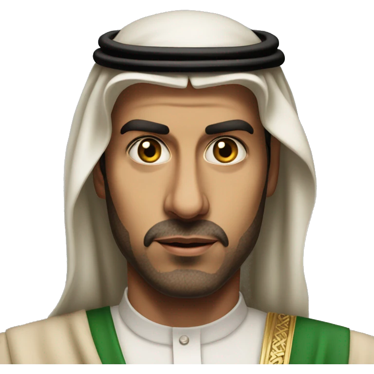 photorealistic  Faisal King of Saudi Arabia serious emoji
