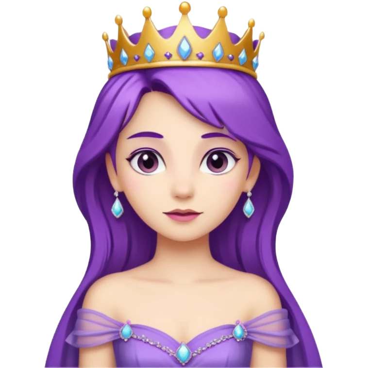 Princesses with Purple Hair in Gown with Tiara emoji