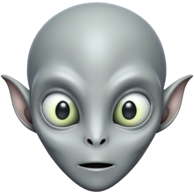 gray alien head without ears, minimal details, no ears emoji